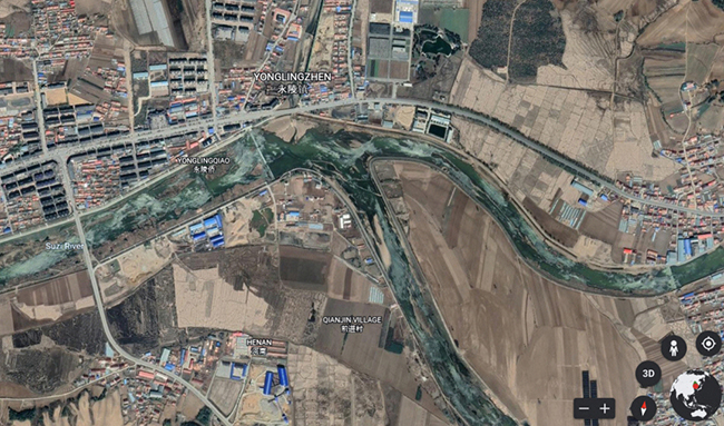 영릉진 고성 (구글 위성지도) : 제2현도군의 군치가 위치했던 중국 신빈현에 있다.