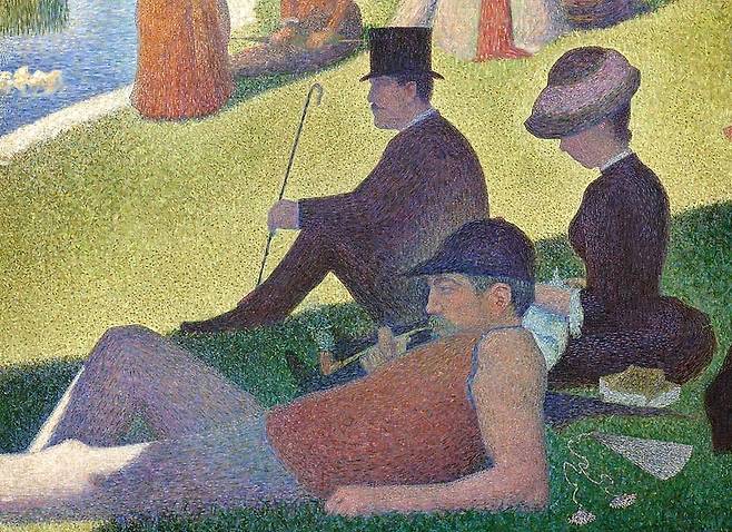 조르주 쇠라, 그랑드자트 섬의 일요일 오후(일부 확대), 1886, 308 x 207 cm