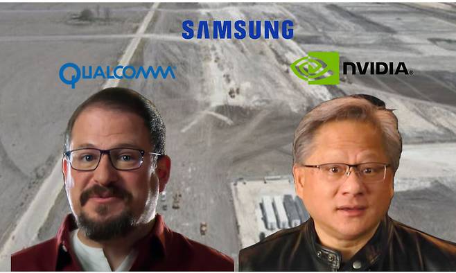 크리스티아노 아몬(왼쪽) 퀄컴 최고경영자와 젠슨황 엔비디아 최고경영자 모습[퀄컴과 엔비디아 유튜브 캡처, 테일러시 제공]