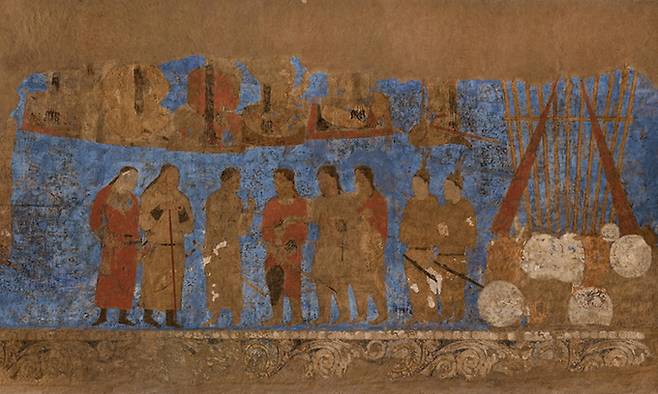 한국역사연구회가 기획부터 출간까지 10년 가까운 노력 끝에 원고 매수 5000매에 이르는 한국사 통사를 출간했다. 연구회 측은 “이념이나 ‘해석’보다는 ‘서술’과 ‘설명’에 분량을 할애했다”고 강조했다. 사진은 고구려 사신으로 추정되는 인물이 담긴 우즈베키스탄의 아프라시압 궁전 벽화. 돌베개 제공