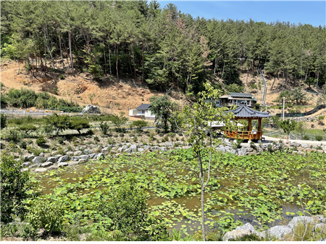 박순애 교육부 장관 후보자의 모친 윤모씨의 거주지로 추정되는 경남 진주시 농지에 주택과 정자, 대형 연못이 조성돼 있다. 권인숙 의원실 제공