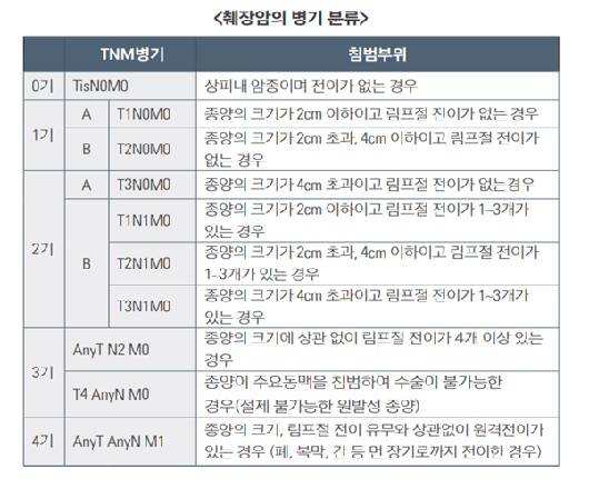 췌장암의 병기 분류ㅣ출처: 늘속편한내과의원