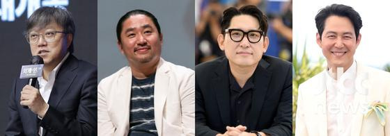 (왼쪽부터) 영화 '외계+인' 최동훈 감독, '한산:용의출현' 김한민 감독, '비상선언' 한재림 감독, '헌트' 이정재 감독 〈사진=JTBC엔터뉴스〉