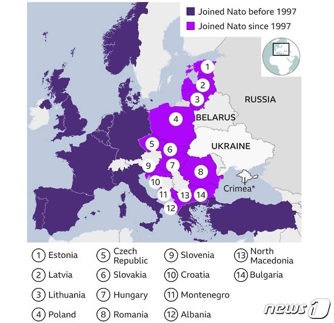 나토의 이번 병력 증원은 '언제든 러시아의 침공을 받을 가능성이 있는' 동유럽 국가들에 집중된다.  사진은 BBC 온라인 보도화면 갈무리.