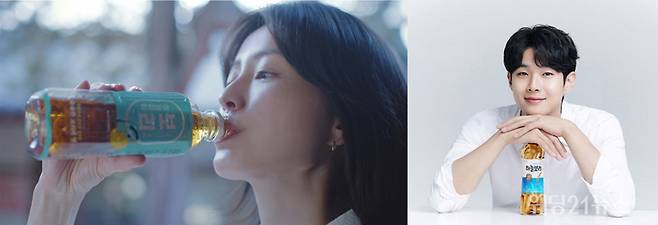 ▲ 사진 설명: 태양의 원차 주전자차X정유미(좌), 하늘보리X최우식(우)