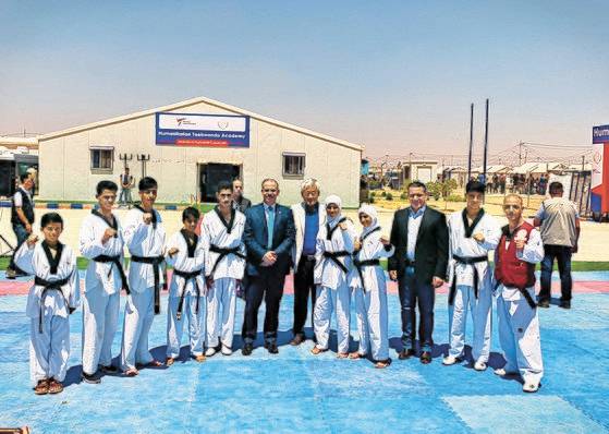 요르단 아즈락에 위치한 시리아 난민 캠프 내 태권도 아카데미 전경. [사진 세계태권도연맹]