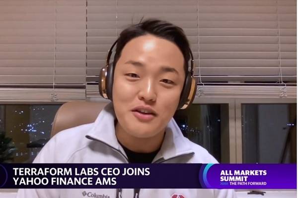 권도형 테라폼랩스 최고경영자가 지난해 10월 26일(현지시간) 미국 포털 사이트 야후 파이낸스와 화상 인터뷰를 하고 있다. 야후 파이낸스 영상 캡처