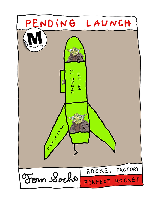 지난해부터 시작한 NFT 그림 연작 '로켓 팩토리' 중 요다 캐릭터가 들어간 로켓 그림. /ⓒ톰 삭스