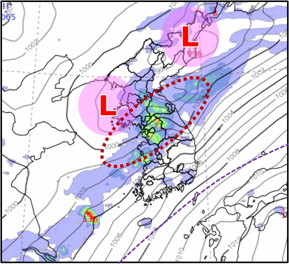 29일 강수 예상 일기도. 기상청 제공