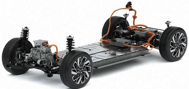 사진은 현대제철에서 생산한 감속기 기어용 합금강이 적용된 모듈형 전기차 전용 플랫폼 모습. /사진=현대제철 제공