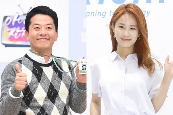 김준호·김지민 커플의 과도한 연애사 공개에 시청자들의 눈살이 찌푸려지고 있다. 사진은 김준호(왼쪽)와 김지민. /사진=뉴스1