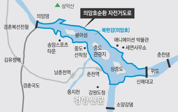 춘천 의암호순환자전거도로.