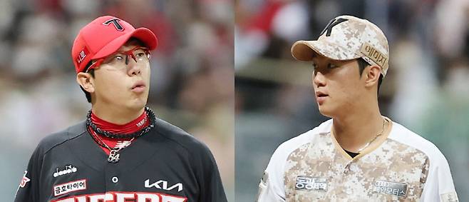 KIA 양현종(왼쪽)과 키움 안우진이 29일 고척스카이돔에서 명품 투수전을 펼쳤다. 7이닝을 무실점으로 막은 안우진이 7이닝 1실점의 양현종을 꺾고 승리투수가 됐다. 연합뉴스