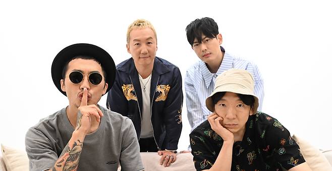 Legendary punk rock band No Brain poses for photos during an interview with The Korea Herald at The Korea Herald’s headquarters in Seoul, on Friday. (Im Se-jun/The Korea Herald)
