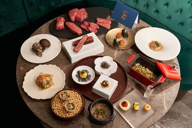 '마블나인 X 우월' 한우 오마카세 메뉴 14종 /사진=롯데쇼핑