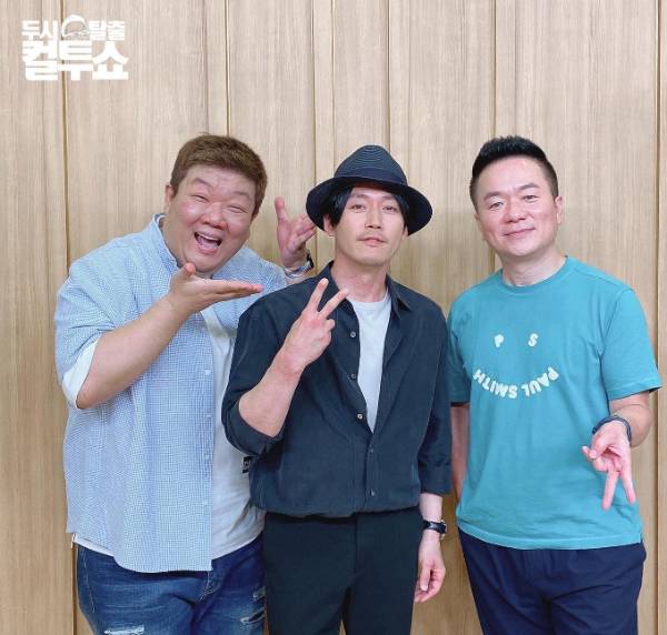 개그맨 유민상은 자신은 같은 연예인이지만 배우와는 다르다고 말했다. 유민상, 장혁, 김태균(왼쪽부터)/사진=SBS 파워FM '두시탈출 컬투쇼' 공식 인스타그램