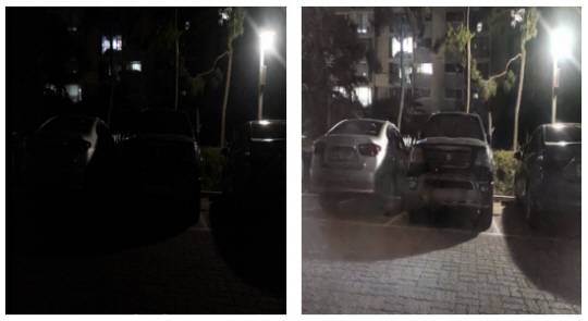 사진 : 한화시스템 독자개발 AI 업스케일링 조도개선 예시. 한화시스템 제공.