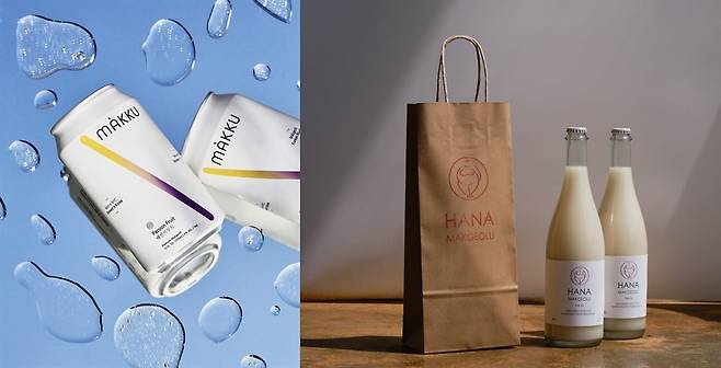 미국에서 제조되어 판매중인 마쿠 막걸리(왼쪽), 하나 막걸리(오른쪽)