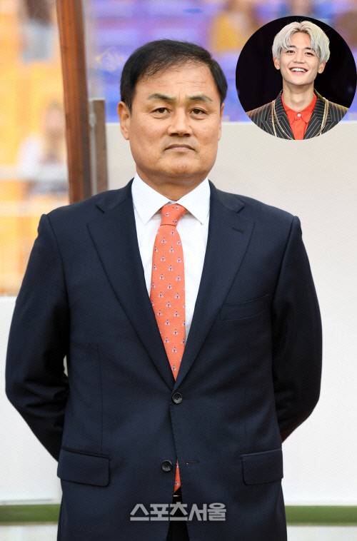 최윤겸 청주FC 신임 감독과 아들 샤이니 멤버 민호. 스포츠서울DB