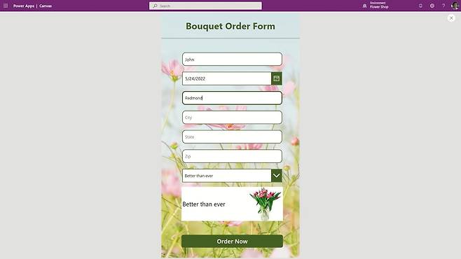 마이크로소프트가 지난 5월 공개한 노코드 개발 도구 ‘파워페이지스’로 만든 웹페이지 모습. 손으로 그린 그림을 AI가 자동 분석해 같은 디자인의 웹페이지로 구현해준다. /마이크로소프트