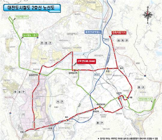 대전 도시철도 2호선 노선도. 사진=대전시 제공