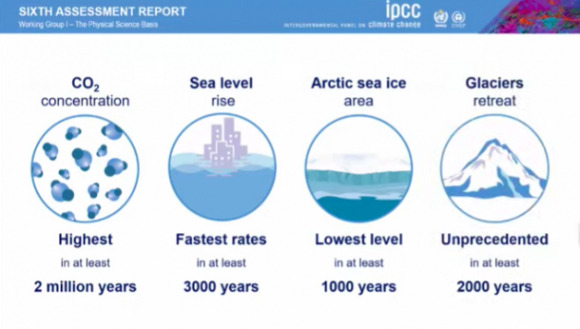 IPCC가 객관적, 과학적으로 파악한 지금 기후위기 지표들. [사진=IPCC]