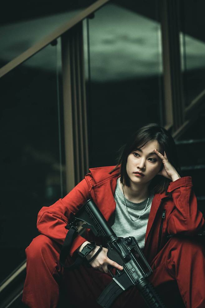 Jun Jong-seo plays the gangster Tokyo in “Money Heist: Korea -- Joint Economic Area.” (Netflix)