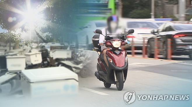 폭염에 땀범벅·화상…라이더들 '배달 사투' (CG) [연합뉴스TV 제공]