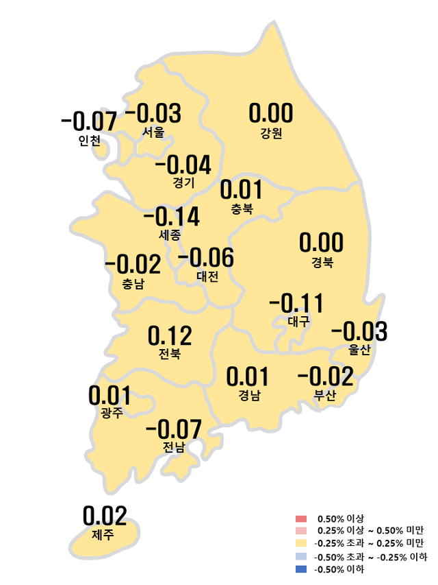 시·도별 아파트 매매가격지수 변동률. 한국부동산원 제공