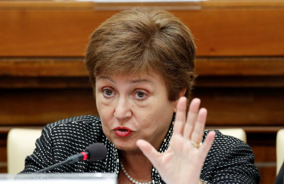 IMF Managing Director Kristalina Georgieva speaks during a conference hosted by the Vatican on economic solidarity -  IMF Managing Director Kristalina Georgieva speaks during a conference hosted by the Vatican on economic solidarity, at the Vatican, February 5, 2020. REUTERS/Remo Casilli/2022-07-07 04:37:50/ 연합뉴스