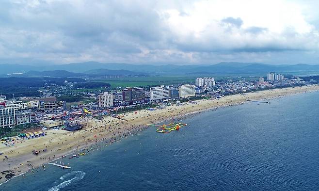 지난 2일 문을 연 대천해수욕장 전경, 보령시는 9일 무창포·용두·오봉산 해수욕장을 개장한다. 보령시 제공