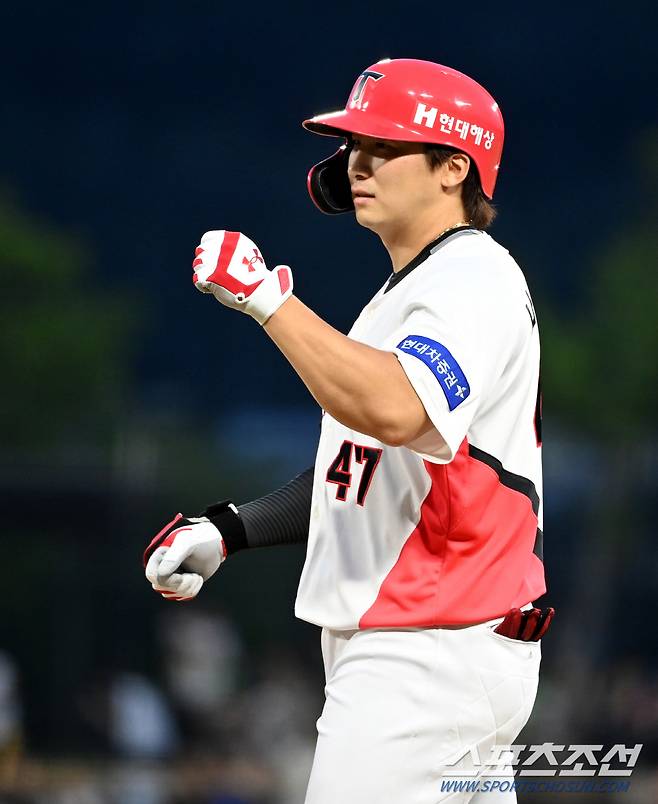 8회말 1사 1,3루 KIA 나성범이 1타점 역전타를 치고 기뻐하고 있다. 광주=허상욱 기자wook@sportschosun.com