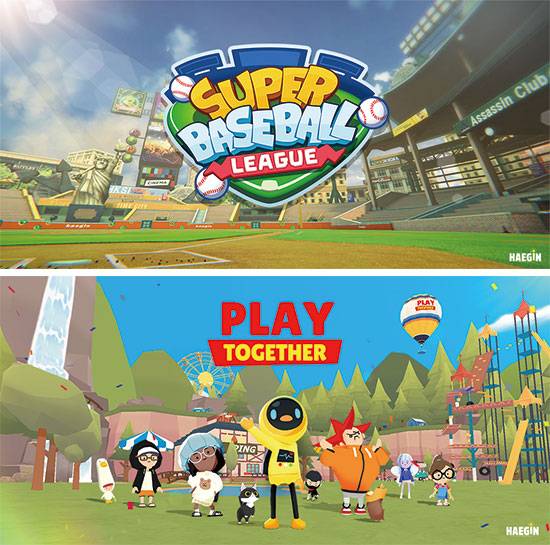 최근 유니콘 기업이 된 해긴의 대표 게임 ‘슈퍼 베이스볼 리그(위)’와 ‘플레이투게더(아래)’ 이미지.