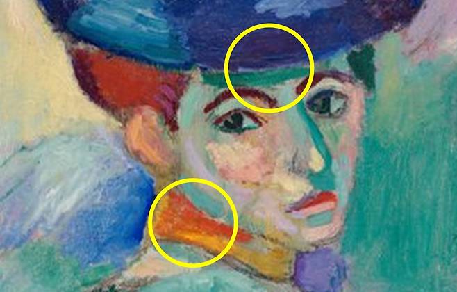 앙리 마티스, 모자를 쓴 여인(일부 확대·편집), 1905, 샌프란시스코 현대미술관