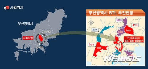 [부산=뉴시스]제갈수만 기자 = 부산시 하수관로정비 사업 단계별 위치도. 2017.06.22. (사진=롯데건설 제공) photo@newsis.com