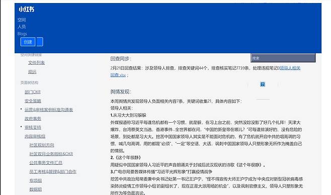 샤오홍슈에서 유출된 내부 문건 스크린샷 / 사진=차이나 디지털 타임스 제공