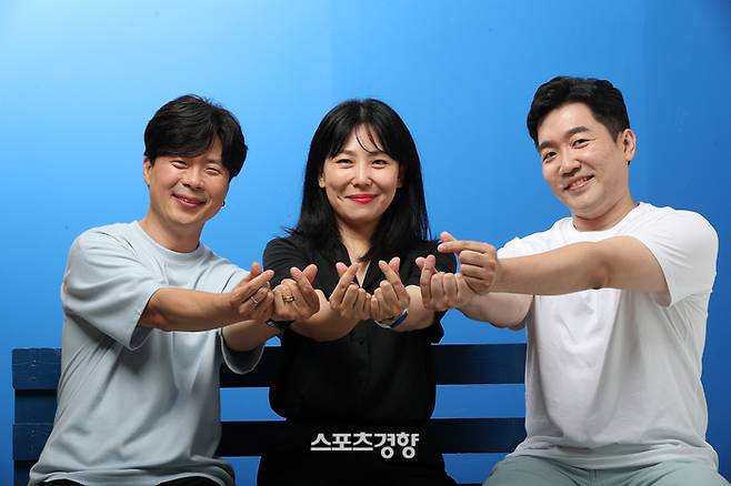 티빙 ‘유미의 세포들 시즌2’에서 구웅, 김유미, 유바비의 사랑세포를 연기한 성우 한신(왼쪽부터), 안소이, 정재헌 | 정지윤 선임기자