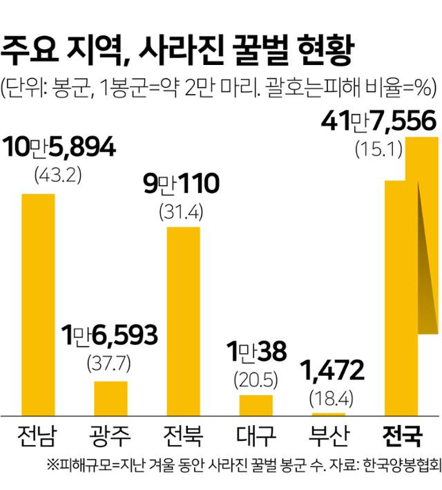 주요 지역, 사라진 꿀벌 현황