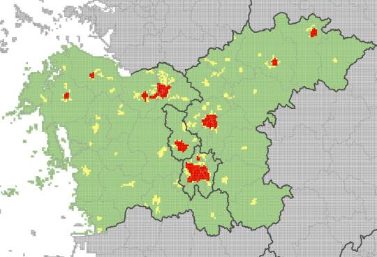 2020년 대전·세종·충청 지역 도시변화. 사진=통계청 통계개발원 제공