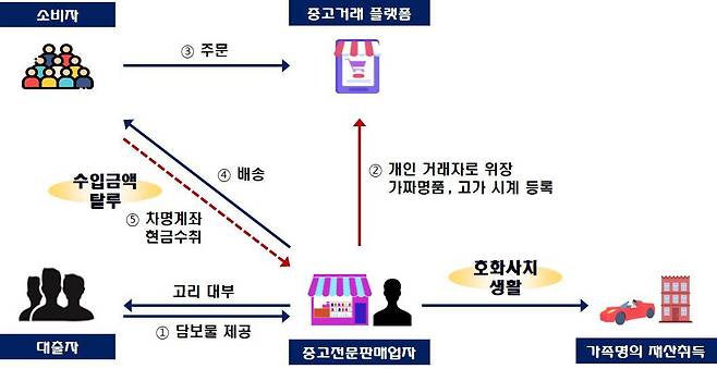 중고거래 플랫폼을 통해 무자료상품, 고리대부 담보물 등을 개인 간 거래로 위장·판매하고 신고누락한 판매업자(국세청 제공). © 뉴스1