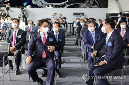 정조대왕함 진수식 참석한 국민의힘 권성동 당대표 직무대행. 사진=연합뉴스