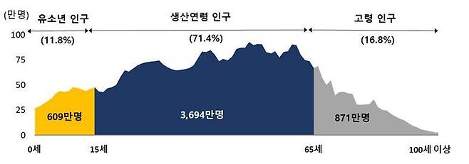 2021년 기준 연령별 인구분포.<자료 통계청> ⓒ 뉴스1