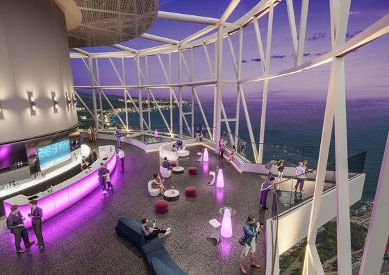 꼭대기층에 들어서는 루프탑라운지 이미지. 미국 뉴욕 명물인 허드스야드의 '뉴욕엣지'를 닮은 유리바닥 전망대 '글라스엣지'도 설치한다.