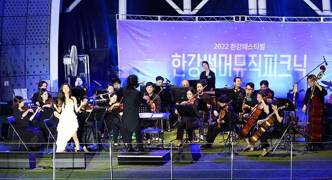 29일 오후 한강 물빛무대에서 '한강 썸머 뮤직 피크닉' 공연이 열리고 있다. 우상조 기자