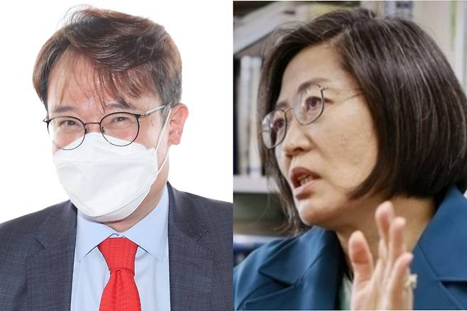 Seung Jae-hyun, a researcher at the Korean Institute of Criminology and Justice (left) and Lee Soo-jung, criminal psychology professor at Kyonggi University. (Yonhap)