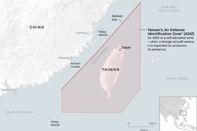 [서울=뉴시스] 대만 영공 관련 자료 사진.(사진 출처: CNN) 2022.08.03. *재판매 및 DB 금지