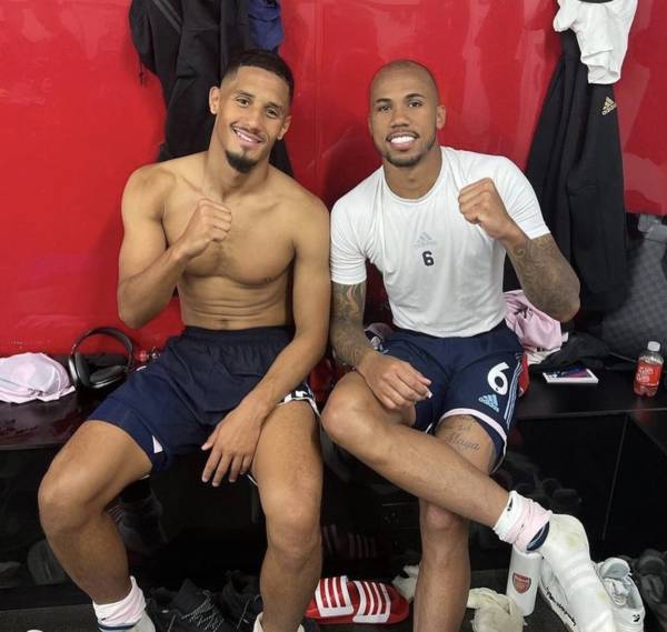 (사진 왼쪽) 아스널 FC 수비수 윌리엄 살리바. 사진｜아스널 공식 SNS