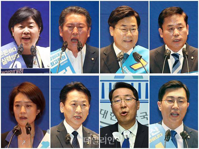 더불어민주당 8·28 전당대회 최고위원 후보인 서영교·정청래·박찬대·송갑석·고민정·고영인·윤영찬·장경태 의원(선수순. 동일 선수시 가나다순) ⓒ데일리안 홍금표 기자