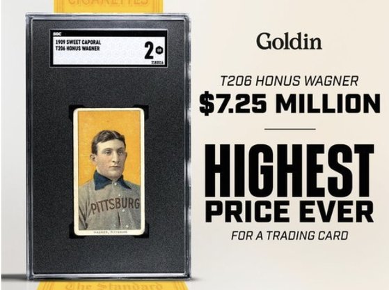 호너스 와그너 카드가 역대 최고 판매가를 기록했다. 골딘 옥션 SNS 캡처