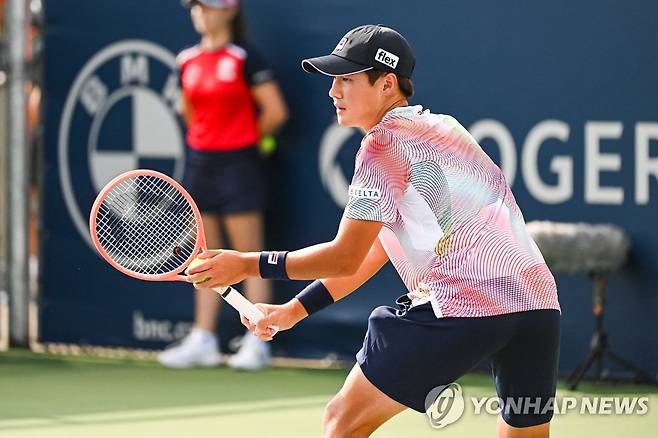 권순우의 예선 1회전 경기 모습.  [로이터=연합뉴스] Mandatory Credit: David Kirouac-USA TODAY Sports